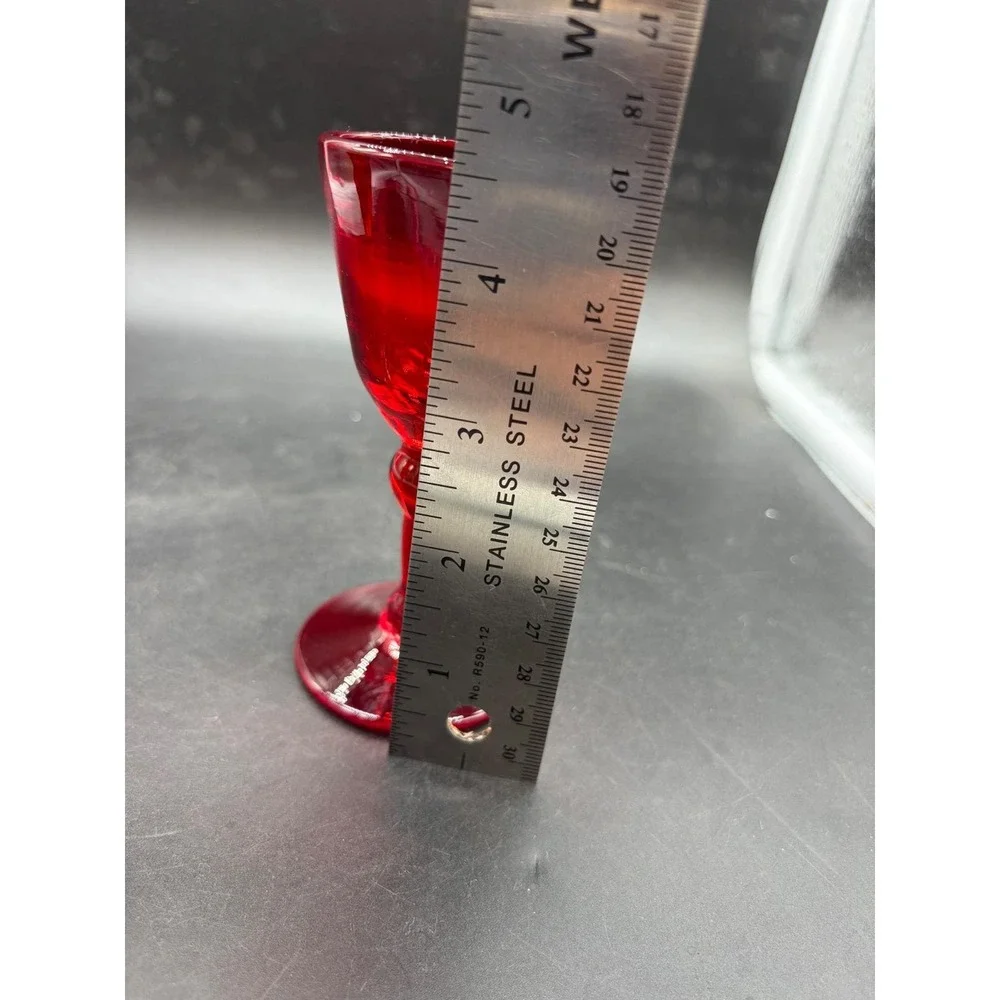 Vintage Ruby Red Glass Cordial Glasses Stemmed Liqueur Set of 2 Red 4.5 Inch